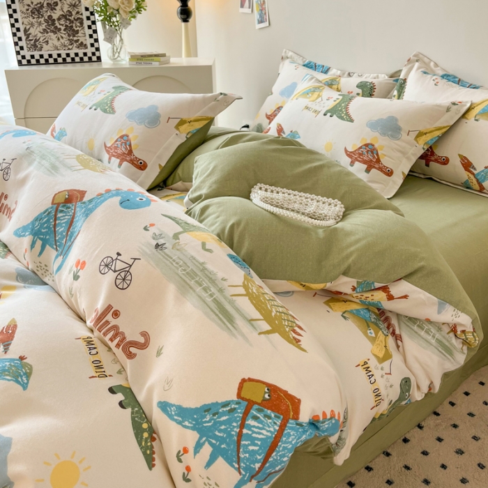 91家纺网 家纺一手货源 找家纺 慕尚 2025新款全棉磨毛印花单品被套 侏罗纪