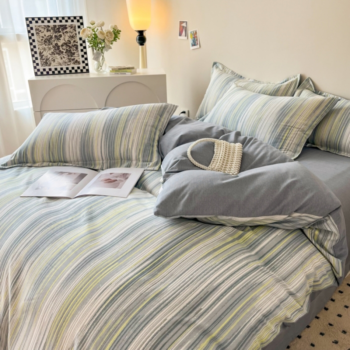 91家纺网 家纺一手货源 找家纺 慕尚 2025新款全棉磨毛印花系列四件套 海岸线