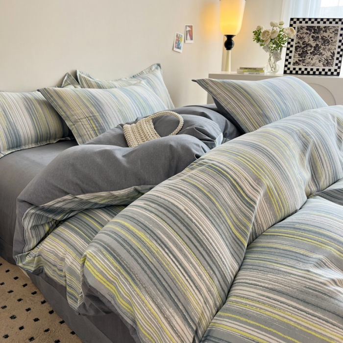 91家纺网 家纺一手货源 找家纺 慕尚 2025新款全棉磨毛印花系列四件套 海岸线