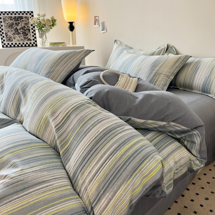 91家纺网 家纺一手货源 找家纺 慕尚 2025新款全棉磨毛印花系列四件套 海岸线