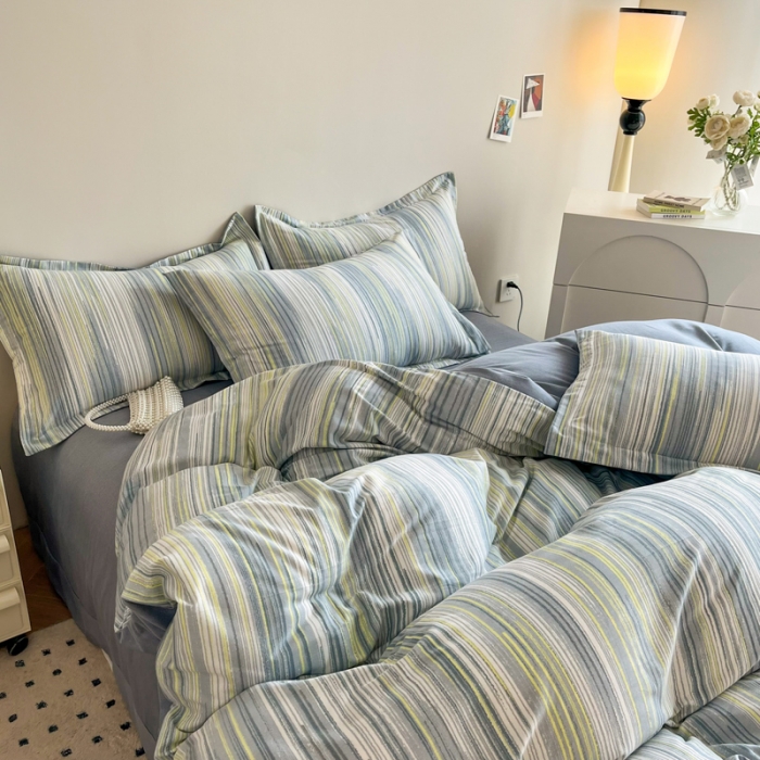 91家纺网 家纺一手货源 找家纺 慕尚 2025新款全棉磨毛印花系列四件套 海岸线