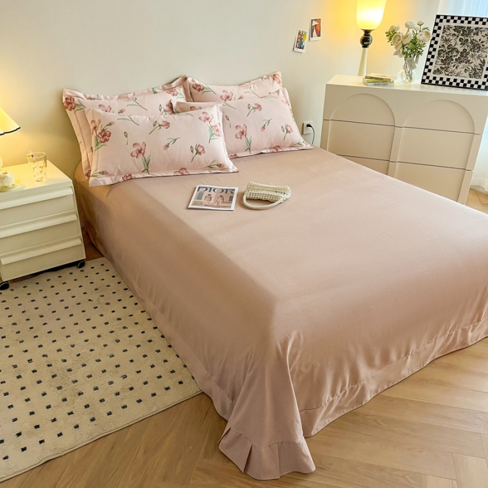 91家纺网 家纺一手货源 找家纺 慕尚 2025新款全棉磨毛印花系列四件套 花茶米