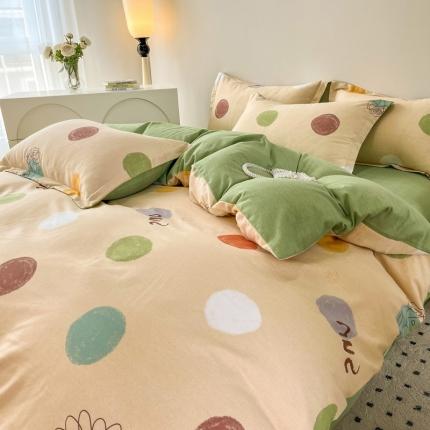 91家纺网 家纺一手货源 找家纺 慕尚 2025新款全棉磨毛印花系列四件套 青春派-米