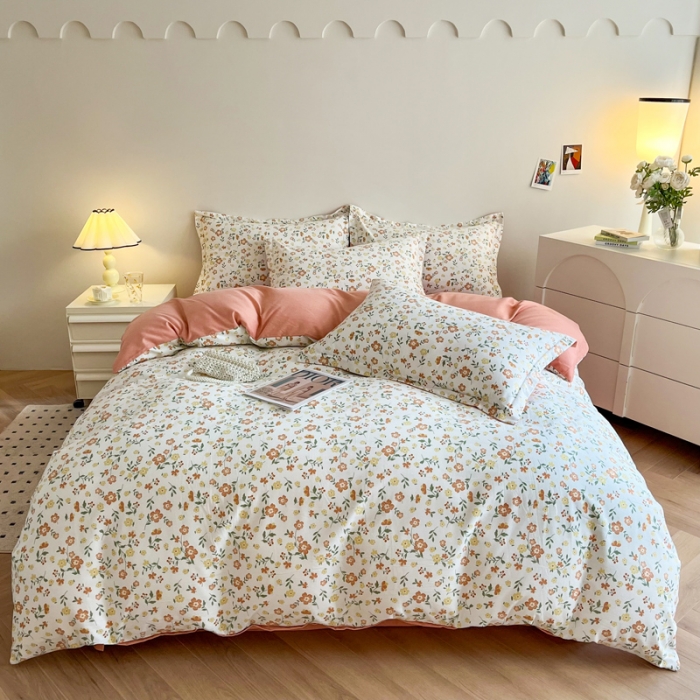 91家纺网 家纺一手货源 找家纺 慕尚 2025新款全棉磨毛印花系列四件套 情诗