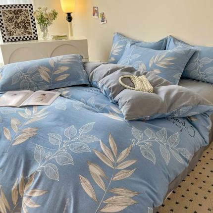 慕尚 2025新款全棉磨毛印花系列四件套 香兰草蓝