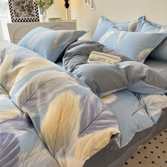 91家纺网 家纺一手货源 找家纺 慕尚 2025新款全棉磨毛印花系列四件套 香染