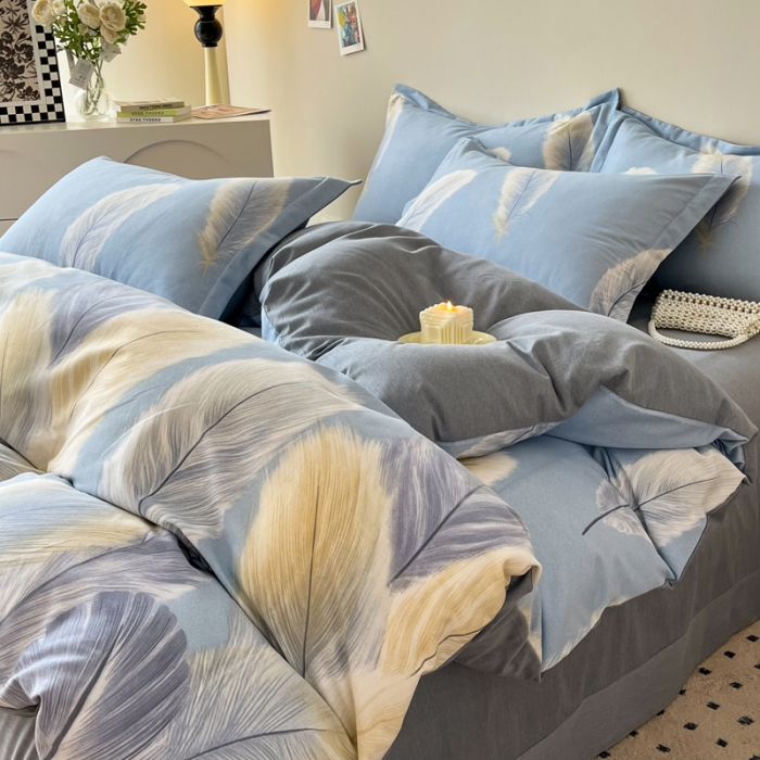 91家纺网 家纺一手货源 找家纺 慕尚 2025新款全棉磨毛印花系列四件套 香染