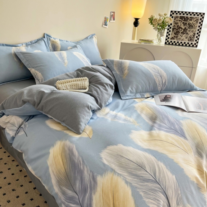 91家纺网 家纺一手货源 找家纺 慕尚 2025新款全棉磨毛印花系列四件套 香染