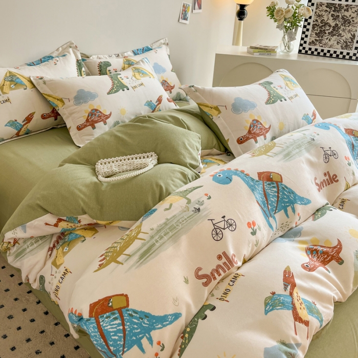 91家纺网 家纺一手货源 找家纺 慕尚 2025新款全棉磨毛印花系列四件套 侏罗纪