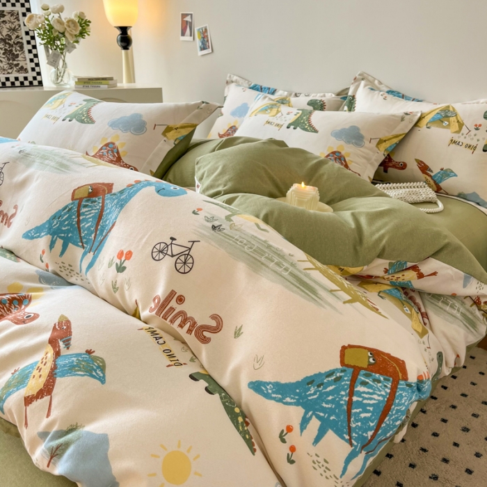 91家纺网 家纺一手货源 找家纺 慕尚 2025新款全棉磨毛印花系列四件套 侏罗纪