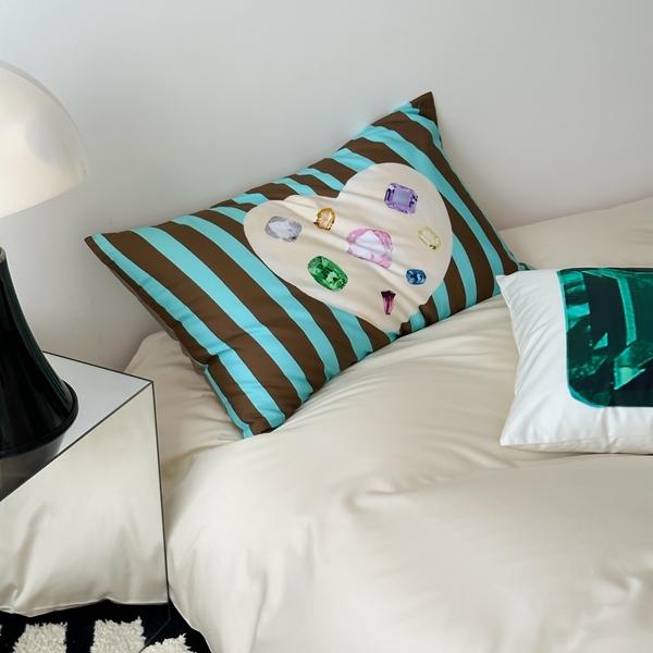 91家纺网 家纺一手货源 找家纺 （总）赫帛 2023新款50s缎纹数码印花长绒棉四件套珠宝系列-枕套