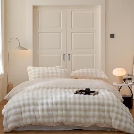 91家纺网 家纺一手货源 找家纺 （总）首尔 2023新款兔绒舒芙蕾大泡泡系列四件套