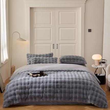 91家纺网 家纺一手货源 找家纺 （总）首尔 2023新款兔绒舒芙蕾大泡泡系列四件套