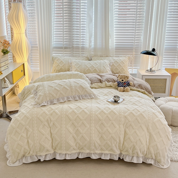 91家纺网 家纺一手货源 找家纺 （总）澳梵 2023新款温柔梦境花梦塔芙绒韩版四件套