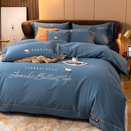 91家纺网 家纺一手货源 找家纺 （总）【2024秋冬爆款】100支纯棉磨毛四件套全棉纯棉轻奢风刺绣