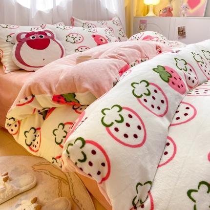 91家纺网 家纺一手货源 找家纺 （总）麦瑞家纺-2024新款高克重牛奶绒印花四件套直播电商爆款