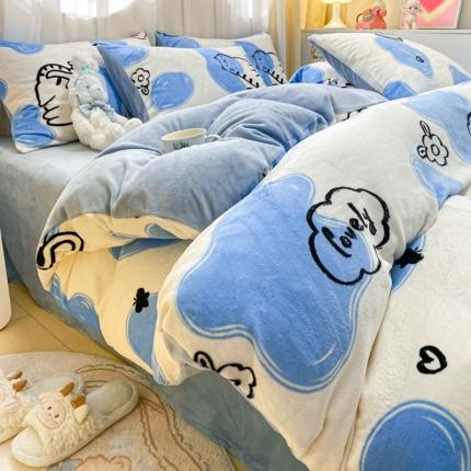 91家纺网 家纺一手货源 找家纺 （总）麦瑞家纺-2024新款高克重牛奶绒印花四件套直播电商爆款