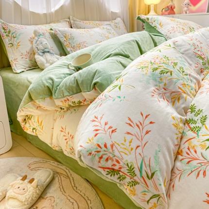 91家纺网 家纺一手货源 找家纺 （总）麦瑞家纺-2024新款高克重牛奶绒印花四件套直播电商爆款