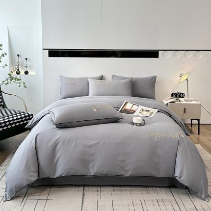 91家纺网 家纺一手货源 找家纺 （总）宇彬 2024直播热爆新款全棉母婴级麻绳滚边纯色刺绣四件套