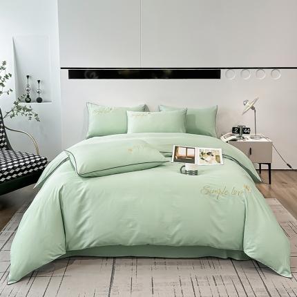 91家纺网 家纺一手货源 找家纺 （总）宇彬 2024直播热爆新款全棉母婴级麻绳滚边纯色刺绣四件套