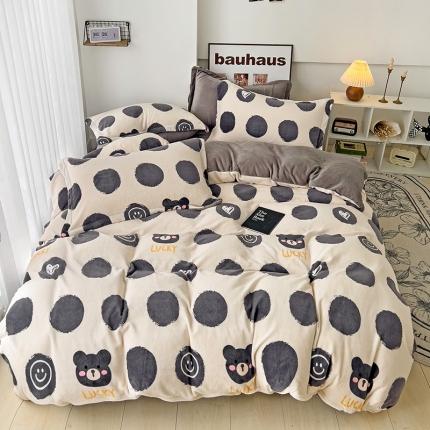 91家纺网 家纺一手货源 找家纺 （总）乐童2024新款吊边款牛奶绒四件套