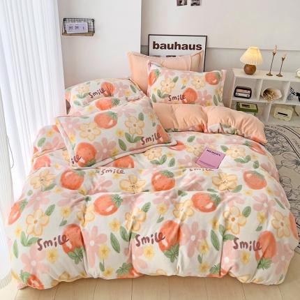 91家纺网 家纺一手货源 找家纺 （总）乐童2024新款吊边款牛奶绒四件套