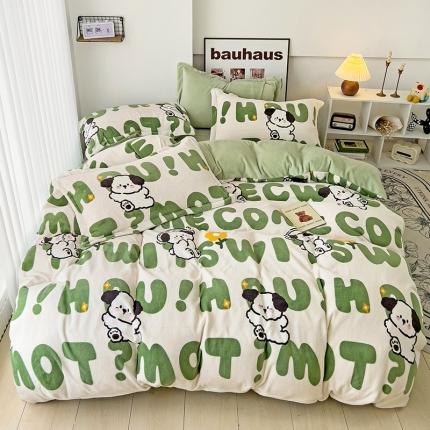 91家纺网 家纺一手货源 找家纺 （总）乐童2024新款吊边款牛奶绒四件套