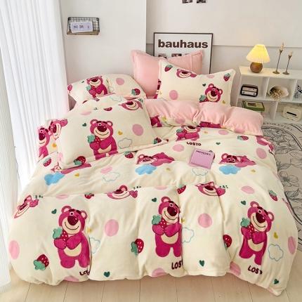 91家纺网 家纺一手货源 找家纺 （总）乐童2024新款吊边款牛奶绒四件套