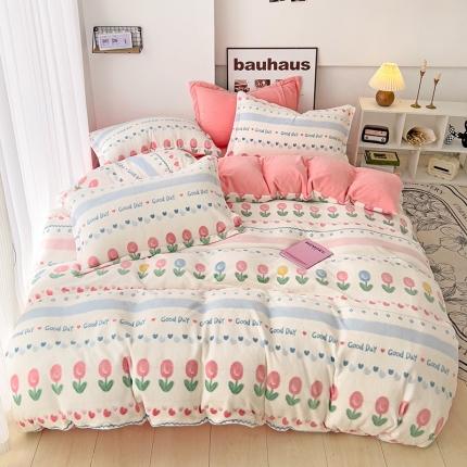 91家纺网 家纺一手货源 找家纺 （总）乐童2024新款吊边款牛奶绒四件套