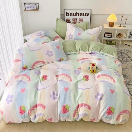 91家纺网 家纺一手货源 找家纺 （总）乐童2024新款吊边款牛奶绒四件套