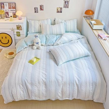 91家纺网 家纺一手货源 找家纺 静家居 2024全棉60支加厚提花四件套未来蓝色海岸系列粉玉