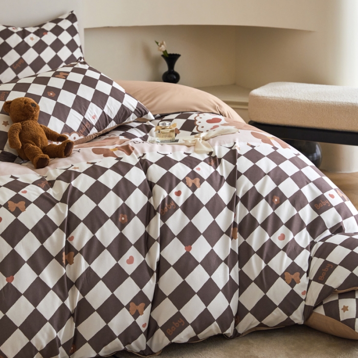 91家纺网 家纺一手货源 找家纺 凡客 2023新款针织棉磨毛绒感四件套 巴克曼