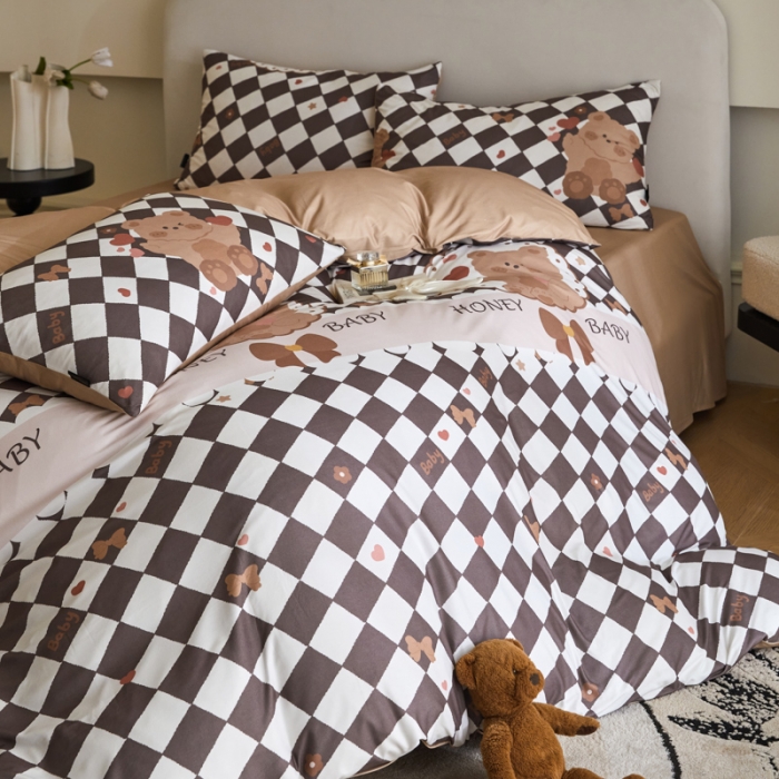 91家纺网 家纺一手货源 找家纺 凡客 2023新款针织棉磨毛绒感四件套 巴克曼