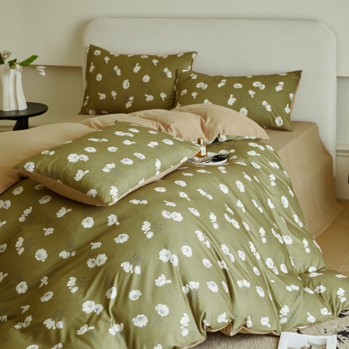 91家纺网 家纺一手货源 找家纺 凡客 2023新款针织棉磨毛绒感四件套 花漾