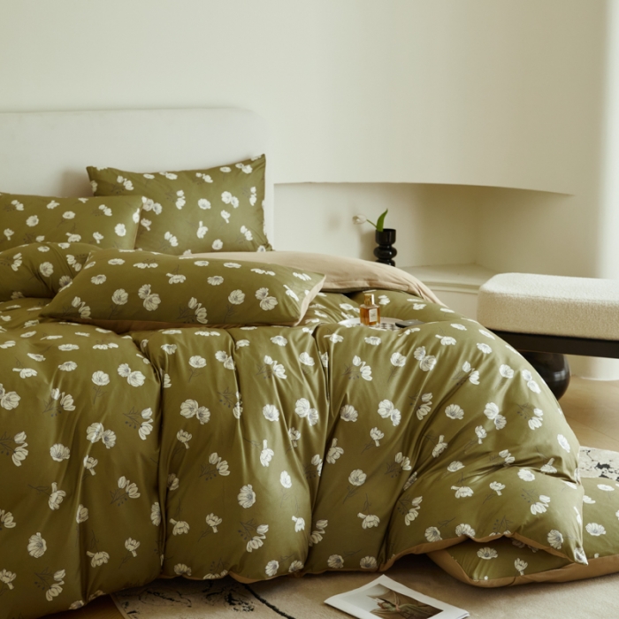 91家纺网 家纺一手货源 找家纺 凡客 2023新款针织棉磨毛绒感四件套 花漾