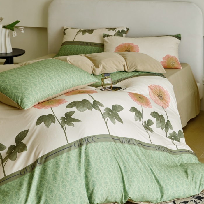 91家纺网 家纺一手货源 找家纺 凡客 2023新款针织棉磨毛绒感四件套 兰亭