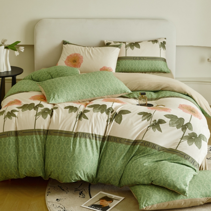 91家纺网 家纺一手货源 找家纺 凡客 2023新款针织棉磨毛绒感四件套 兰亭