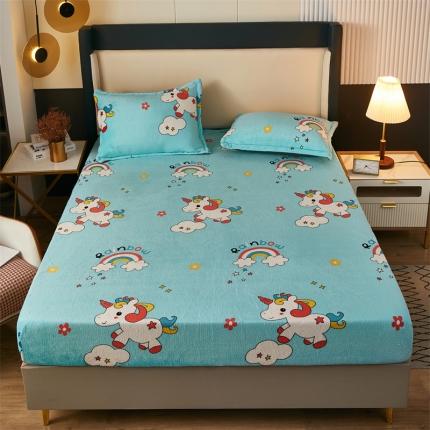 91家纺网 家纺一手货源 找家纺 总冬季牛奶绒加厚床笠法兰绒床罩套珊瑚绒床垫保护套防滑固定全包床单