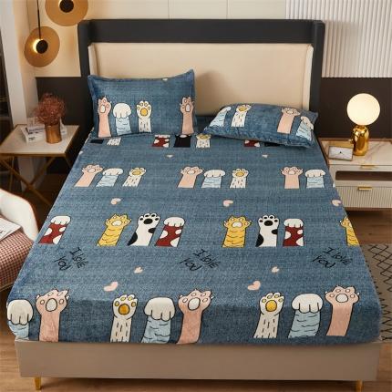 91家纺网 家纺一手货源 找家纺 总冬季牛奶绒加厚床笠法兰绒床罩套珊瑚绒床垫保护套防滑固定全包床单