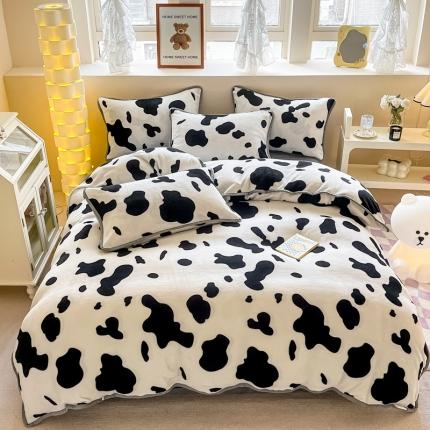 91家纺网 家纺一手货源 找家纺 简宜家居 2023新款牛奶绒四件套 醇香