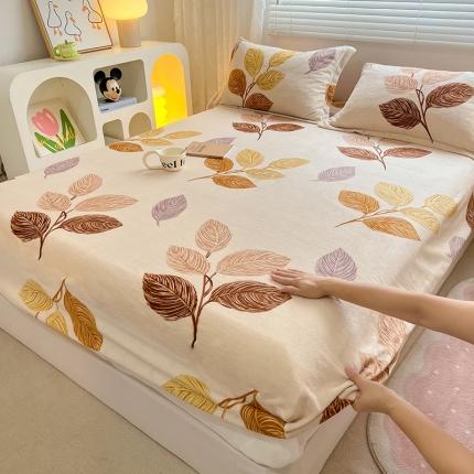 91家纺网 家纺一手货源 找家纺 总冬季牛奶绒加厚床笠法兰绒床罩套珊瑚绒床垫保护套防滑固定全包床单