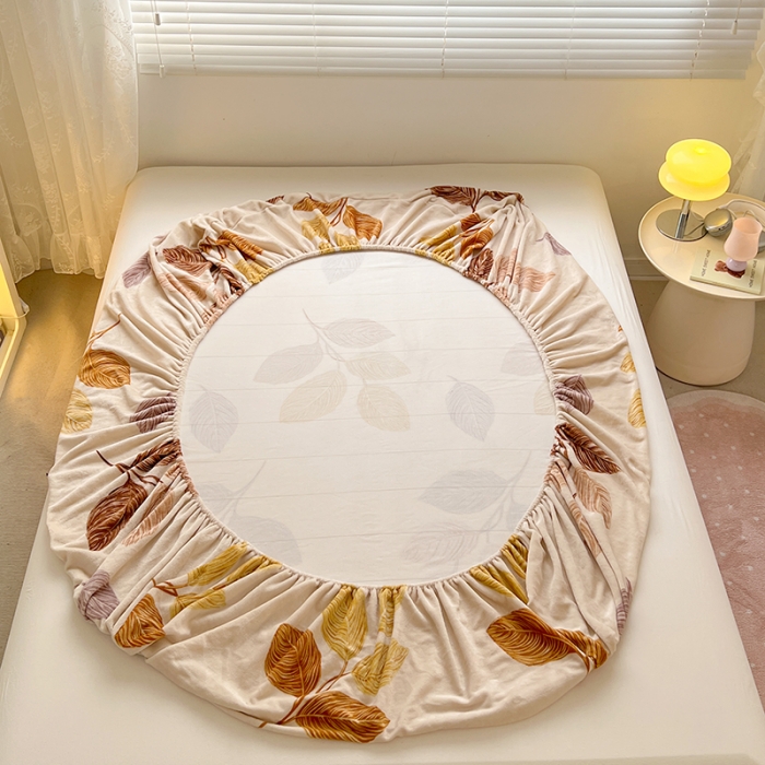 91家纺网 家纺一手货源 找家纺 牛奶绒加厚床笠法兰绒床罩套珊瑚绒床垫保护套防滑固定全包床单黄金叶