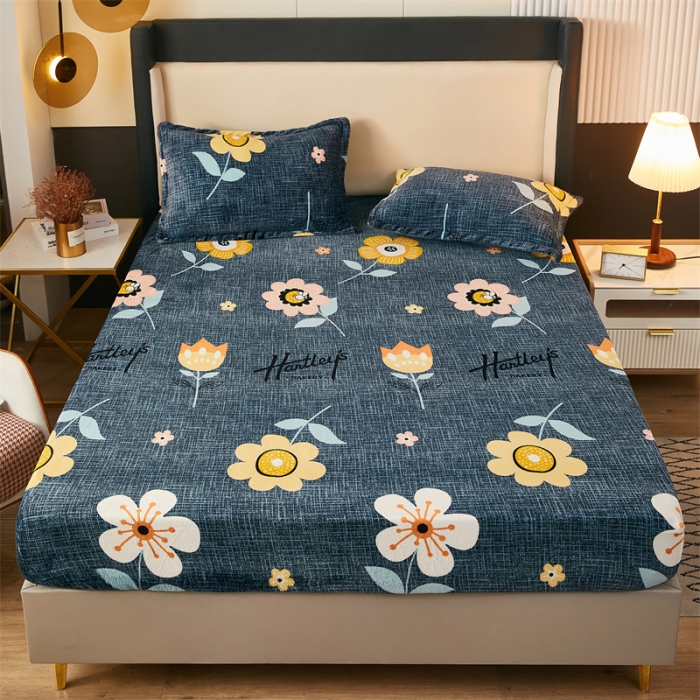 91家纺网 家纺一手货源 找家纺 牛奶绒加厚床笠法兰绒床罩套珊瑚绒床垫保护套防滑固定全包床单太阳花