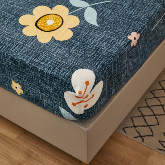 91家纺网 家纺一手货源 找家纺 牛奶绒加厚床笠法兰绒床罩套珊瑚绒床垫保护套防滑固定全包床单太阳花