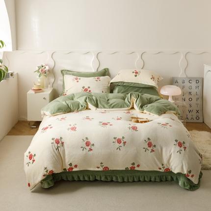 91家纺网 家纺一手货源 找家纺 （总）富瑞阁 2024小红书ins风加厚小清新牛奶绒床盖四件套