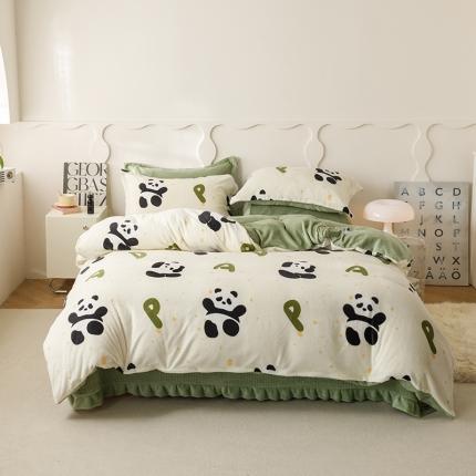 91家纺网 家纺一手货源 找家纺 （总）富瑞阁 2024小红书ins风加厚小清新牛奶绒床盖四件套