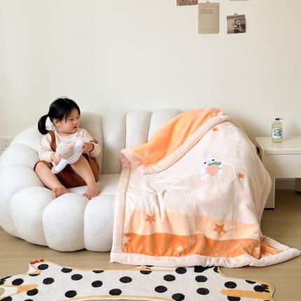 倍美 2023新款牛奶绒儿童婴儿毛毯宝宝盖毯 草莓兔-玉色