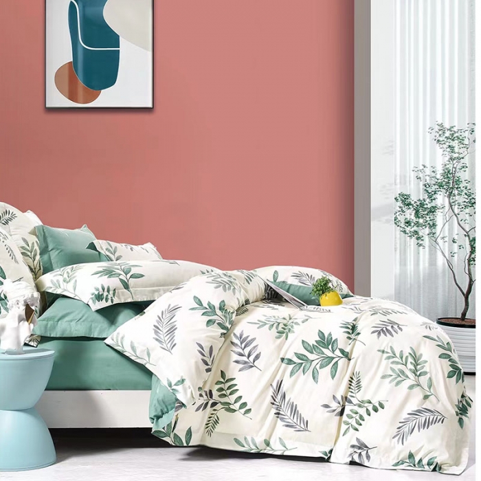 91家纺网 家纺一手货源 找家纺 沐白家居 2023全棉13376全棉印花四件套生机米