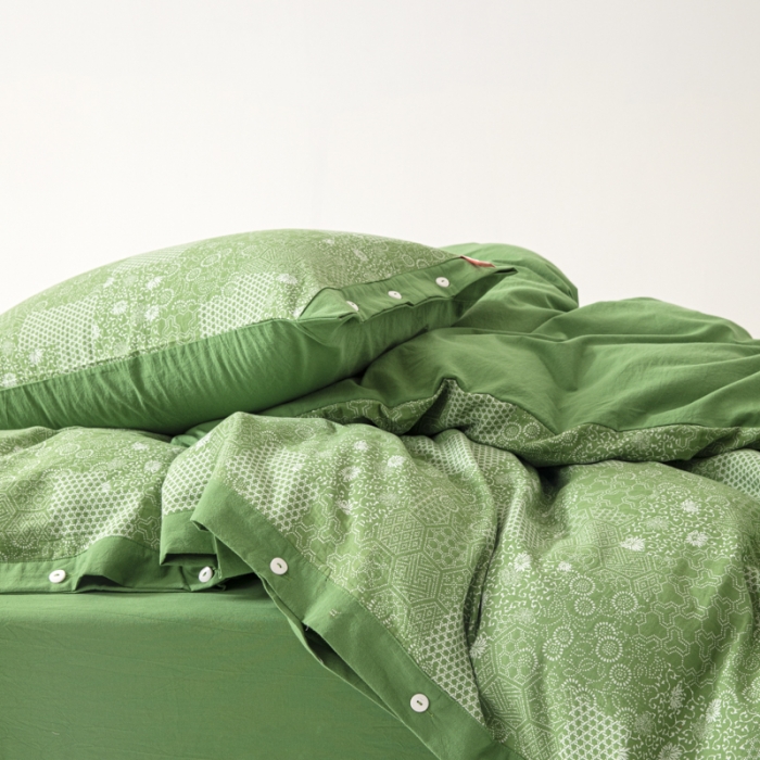 91家纺网 家纺一手货源 找家纺 总安莱生活 2023简约花妍缤纷拼边四件套图1