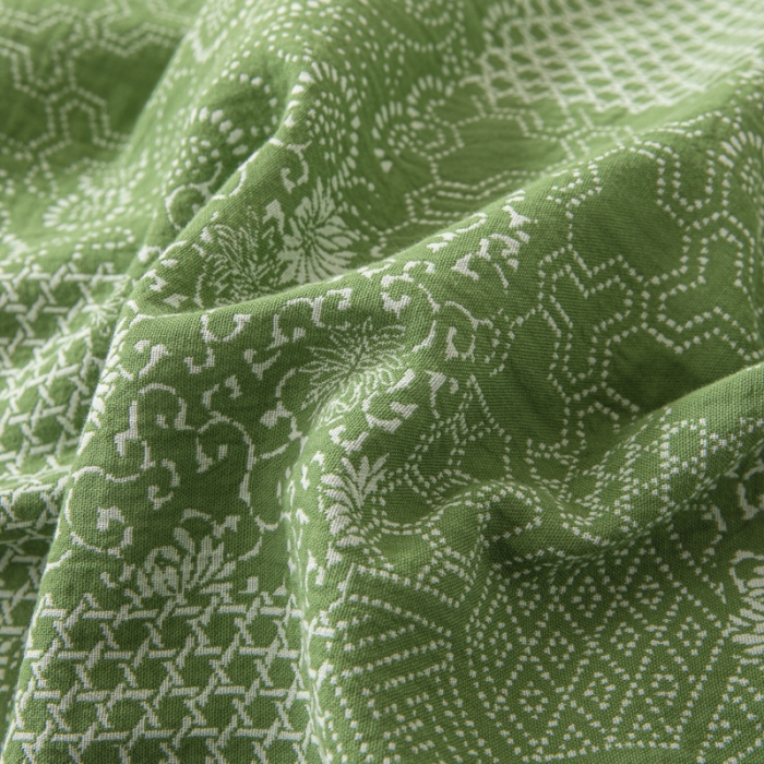 91家纺网 家纺一手货源 找家纺 安莱生活 2023简约花妍缤纷拼边四件套图1 缤纷花妍草绿